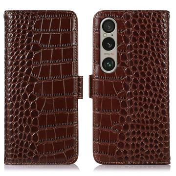 Sony Xperia 1 VI Crocodile Lompakkomallinen Nahkakotelo kanssa RFID