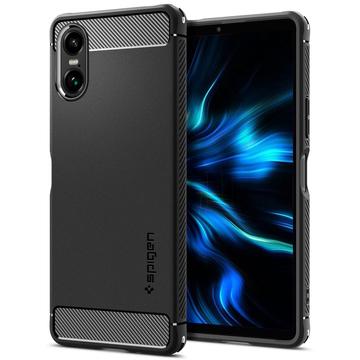 Sony Xperia 10 VI Spigen Rugged Armor TPU-Kotelo - Musta