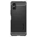 Sony Xperia 10 VI Spigen Rugged Armor TPU-Kotelo - Musta