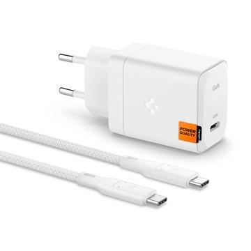 Spigen ArcStation Pro GaN-651 65W seinälaturi C-tyypin kaapelilla - Valkoinen