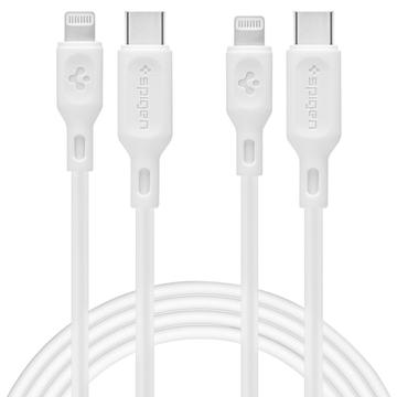 Spigen DuraSync MFi USB-C Lightning-kaapeli - 2-pack, 100cm - Valkoinen