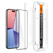 iPhone 15 Plus Spigen Glas.tR Ez Fit Full Cover Panssarilasi - 9H - 2 Kpl. - Musta Reuna