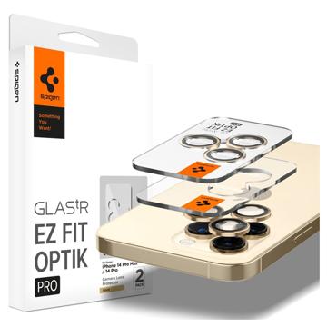 Spigen Glas.tR Ez Fit Optik Pro iPhone 14 Pro/14 Pro Max/15 Pro/15 Pro Max/16 Pro/16 Pro Max Kameralinssin Panssarilasi - 9H - Kulta