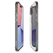 iPhone 15 Spigen Liquid Crystal Glitter Suojakuori - Läpinäkyvä