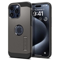 iPhone 15 Pro Spigen Tough Armor Mag Suojakuori - Asemetallin Harmaa