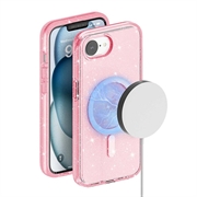 iPhone 16e Stylish Glitter Series Hybridikotelo - MagSafe-yhteensopiva - Pinkki