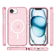 iPhone 16e Stylish Glitter Series Hybridikotelo - MagSafe-yhteensopiva - Pinkki