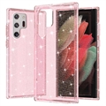 Samsung Galaxy S22 Ultra 5G Stylish Glitter Series Hybridikotelo - Pinkki