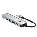 Tech-Protect HB01 5-in-1 USB-C-keskussovitin, jossa on USB 3.0, HDMI 4K 60Hz ja 100W PD - Avaruusharmaa