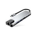 Tech-Protect HB02 6-in-1 USB-C-keskussovitin, jossa on USB 2.0, USB 3.0, HDMI 4K 30Hz, RJ45 Ethernet ja USB-C 100W PD - Avaruusharmaa