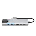 Tech-Protect HB02 6-in-1 USB-C-keskussovitin, jossa on USB 2.0, USB 3.0, HDMI 4K 30Hz, RJ45 Ethernet ja USB-C 100W PD - Avaruusharmaa