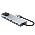 Tech-Protect HB02 6-in-1 USB-C-keskussovitin, jossa on USB 2.0, USB 3.0, HDMI 4K 30Hz, RJ45 Ethernet ja USB-C 100W PD - Avaruusharmaa