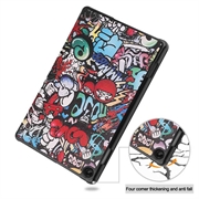 Lenovo Tab M10 Gen 3 Tri-Fold Sarjan Smart Lompakkokotelo - Graffiti