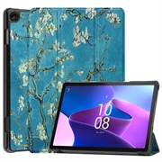 Lenovo Tab M10 Gen 3 Tri-Fold Sarjan Smart Lompakkokotelo - Valkoinen Kukat