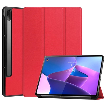 Lenovo Tab P12 Pro Tri-Fold Sarjan Smart Lompakkokotelo - Punainen