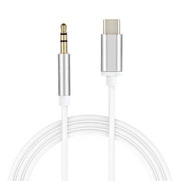 USB Type-C ja 3.5mm äänikaapeli - 1m - hopea