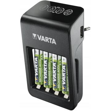 Varta LCD-pistokelatauslaite + akkulaturi ja 4x R6/AA akkua.