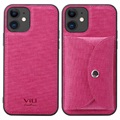 Vili T iPhone 12/12 Pro Kotelo Magneettisella Lompakolla - Kuuma Pinkki