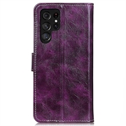 Samsung Galaxy S25 Ultra Lompakkokotelo Magneettisella Sulkijalla - Violetti