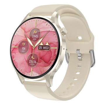 Watch3 pro 1.3 "AMOLED Smart Watch Metal Case Bluetooth Call Naisten terveys Rannekoru sykkeen seuranta - hopea