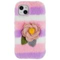 3D Plush Karvainen Talvi iPhone 14 Plus TPU Kotelo - Pinkki Rosa