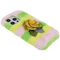 3D Plush Karvainen Talvi iPhone 14 Pro Max TPU-kotelo - Keltainen Rosa