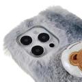 3D Plush Karvainen Talvi iPhone 14 Pro Max TPU-kotelo - Harmaa Karhu