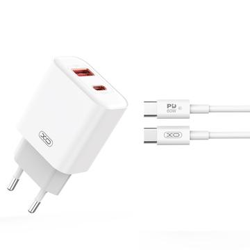 XO CE12 pikalaturi USB-C-kaapelilla - 20W, QC, PD - Valkoinen