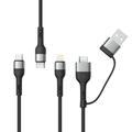 XO NB254 6-in-1-latauskaapeli - USB-C, Lightning, MicroUSB, USB-A - 1.2m - musta