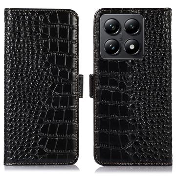 Xiaomi 14T Crocodile Lompakkomallinen Nahkakotelo kanssa RFID