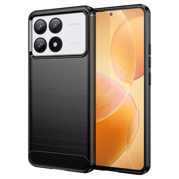 Xiaomi Redmi K70/K70 Pro/Poco F6 Pro Harjattu TPU Suojakuori - Hiilikuitu