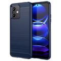 Xiaomi Redmi Note 12/Poco X5 Harjattu TPU Suojakuori - Hiilikuitu - Sininen