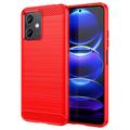 Xiaomi Redmi Note 12/Poco X5 Harjattu TPU Suojakuori - Hiilikuitu - Punainen