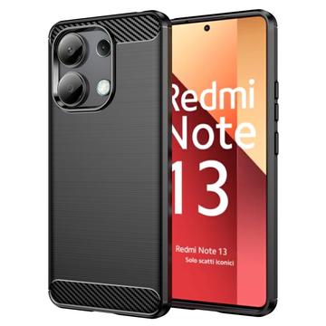 Xiaomi Redmi Note 13 4G Harjattu TPU Suojakuori - Hiilikuitu - Musta