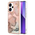 Xiaomi Redmi Note 13 Pro+ Marble Pattern Galvanoitu TPU-Suojakotelo - Pinkki