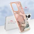 Xiaomi Redmi Note 13 Pro+ Marble Pattern Galvanoitu TPU-Suojakotelo - Pinkki