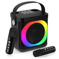 YS307 Home Karaoke Bluetooth-kaiutin RGB-valokaiutin, jossa on 2 mikrofonia - musta