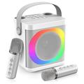 YS307 Home Karaoke Bluetooth-kaiutin RGB-valokaiutin, jossa on 2 mikrofonia - hopea