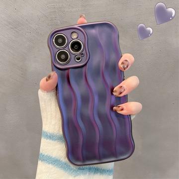 iPhone 13 Pro 3D Lineaarinen Aaltoileva Kotelo - Violetti