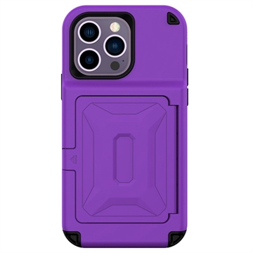 iPhone 14 Pro Hybridikotelo - Piilotettu Peili ja Korttipaikka - Violetti