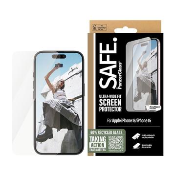 iPhone 15/16 PanzerGlass Safe Ultra-Wide Fit Panssarilasi - 9H - kirkas