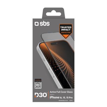 iPhone 15/16 SBS D3O Active Full Cover Panssarilasi kehyksen kanssa