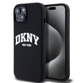 iPhone 15 DKNY Liquid Silicone Arch Logo kotelo - MagSafe yhteensopiva - musta