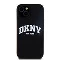 iPhone 15 DKNY Liquid Silicone Arch Logo kotelo - MagSafe yhteensopiva - musta