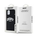 iPhone 15 DKNY Liquid Silicone Arch Logo kotelo - MagSafe yhteensopiva - musta