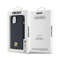 iPhone 15 DKNY Repeat Pattern Stack Logo Suojakuori - MagSafe-yhteensopiva - Musta