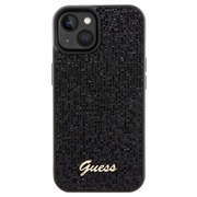 iPhone 15 Guess Disco Metal Script Logo Kotelo - Musta