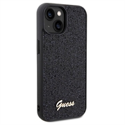 iPhone 15 Guess Disco Metal Script Logo Kotelo - Musta