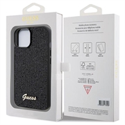 iPhone 15 Guess Disco Metal Script Logo Kotelo - Musta