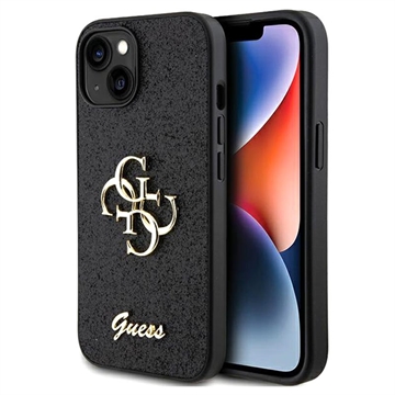 iPhone 15 Guess Fixed Glitter 4G Metal Logo Kotelo